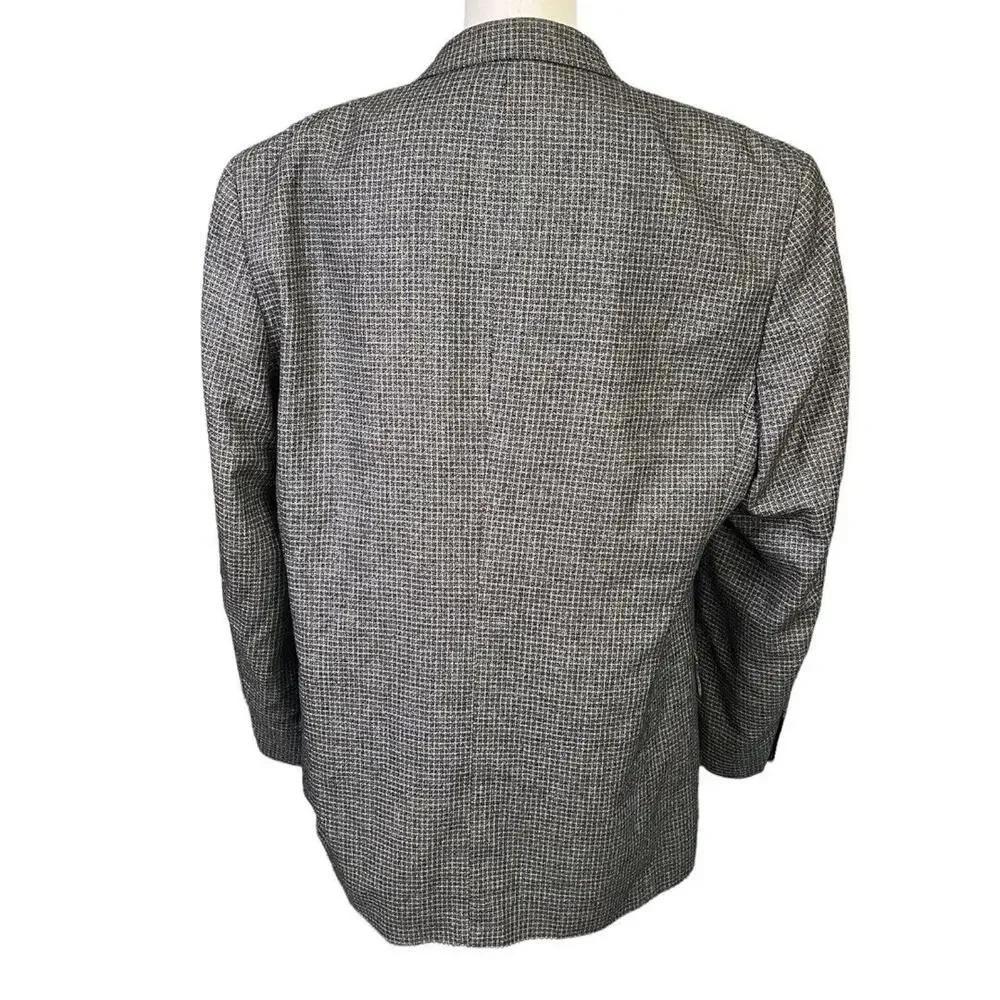 Oscar De La Renta Menswear Silk and Wool Blend Tweed Print Blazer 3 Button 42L